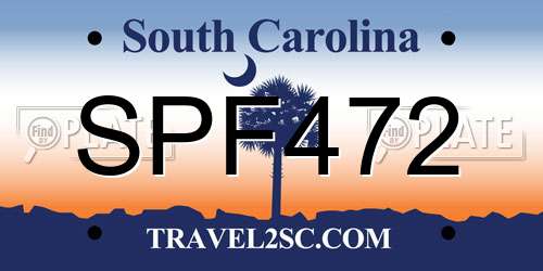 SPF472 South Carolina License Plate
