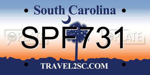 SPF731 South Carolina License Plate