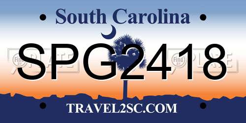 SPG2418 South Carolina License Plate