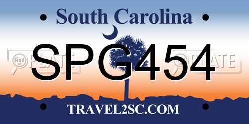 SPG454 South Carolina License Plate