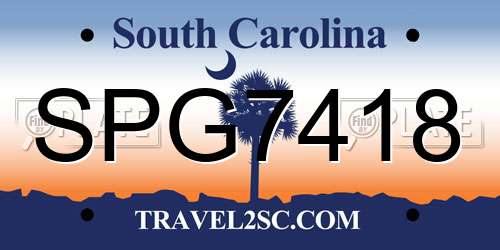 SPG7418 South Carolina License Plate