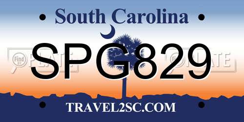 SPG829 South Carolina License Plate