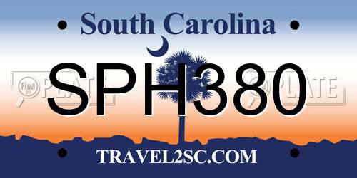 SPH380 South Carolina License Plate
