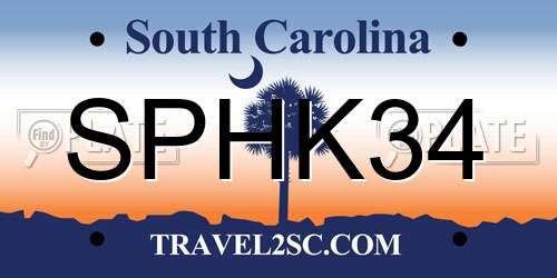 SPHK34 South Carolina License Plate
