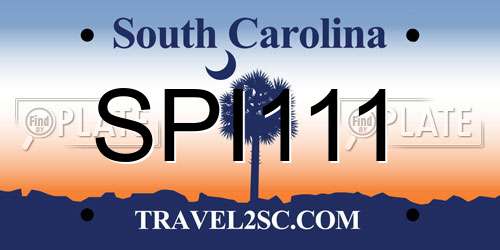 SPI111 South Carolina License Plate