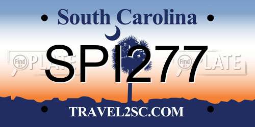 SPI277 South Carolina License Plate
