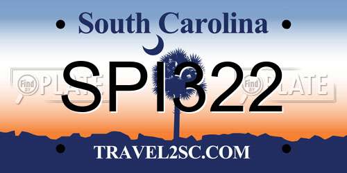 SPI322 South Carolina License Plate