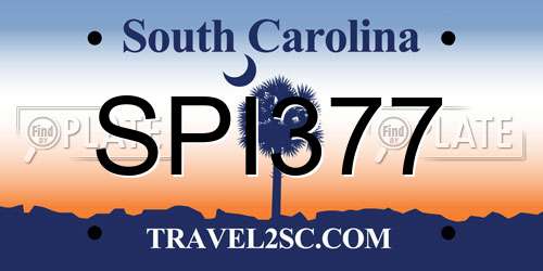 SPI377 South Carolina License Plate