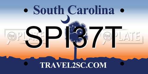 SPI37T South Carolina License Plate