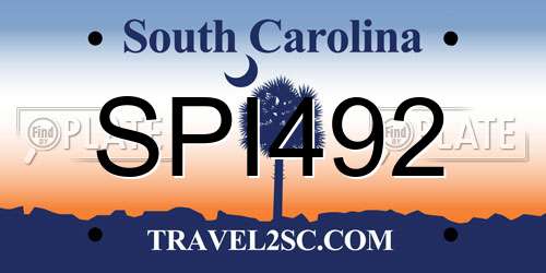 SPI492 South Carolina License Plate
