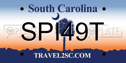SPI49T South Carolina License Plate