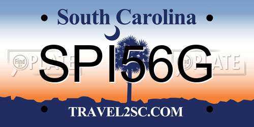 SPI56G South Carolina License Plate
