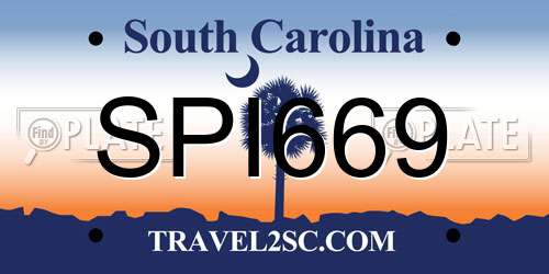 SPI669 South Carolina License Plate