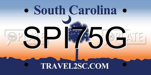 SPI75G South Carolina License Plate