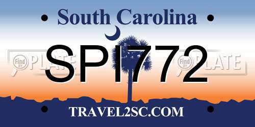 SPI772 South Carolina License Plate