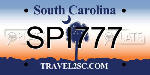 SPI777 South Carolina License Plate