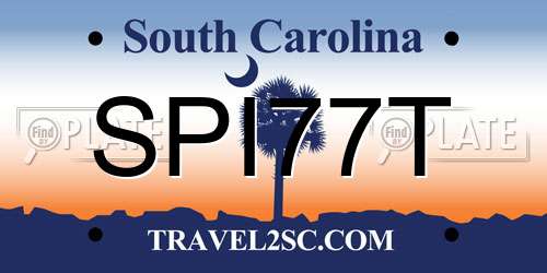 SPI77T South Carolina License Plate