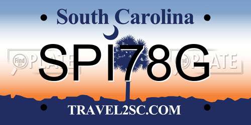 SPI78G South Carolina License Plate