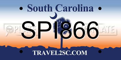 SPI866 South Carolina License Plate
