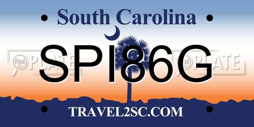 SPI86G South Carolina License Plate