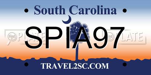 SPIA97 South Carolina License Plate