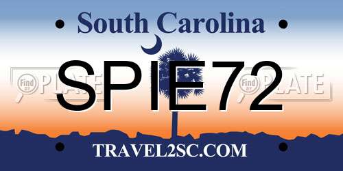 SPIE72 South Carolina License Plate