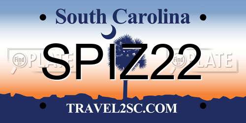 SPIZ22 South Carolina License Plate