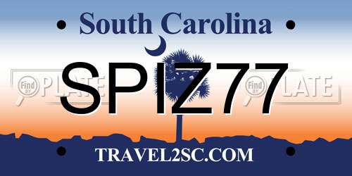 SPIZ77 South Carolina License Plate