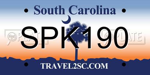 SPK190 South Carolina License Plate