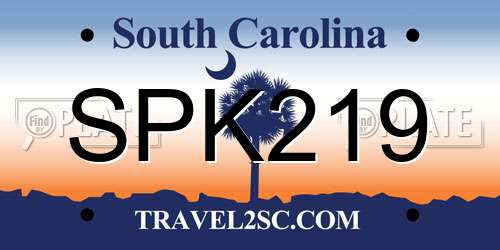 SPK219 South Carolina License Plate