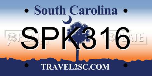 SPK316 South Carolina License Plate