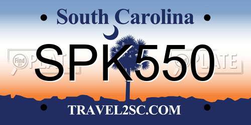 SPK550 South Carolina License Plate