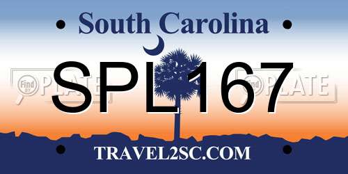 SPL167 South Carolina License Plate