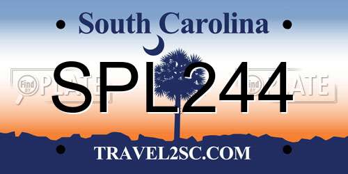 SPL244 South Carolina License Plate
