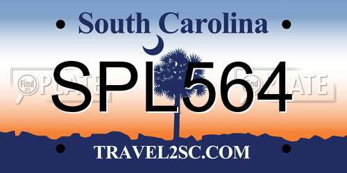 SPL564 South Carolina License Plate