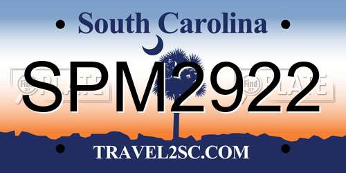 SPM2922 South Carolina License Plate