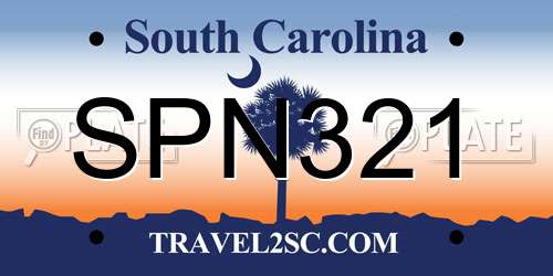 SPN321 South Carolina License Plate