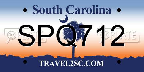 SPQ712 South Carolina License Plate