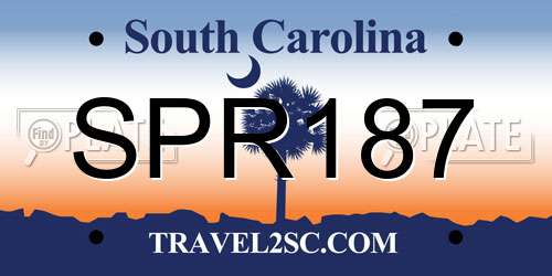 SPR187 South Carolina License Plate