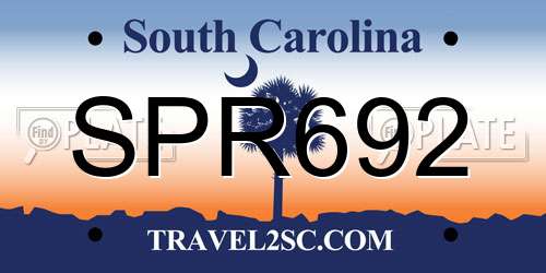SPR692 South Carolina License Plate
