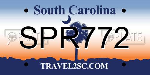 SPR772 South Carolina License Plate