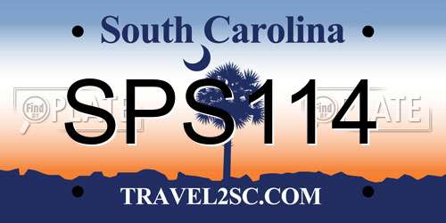 SPS114 South Carolina License Plate