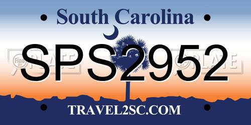 SPS2952 South Carolina License Plate