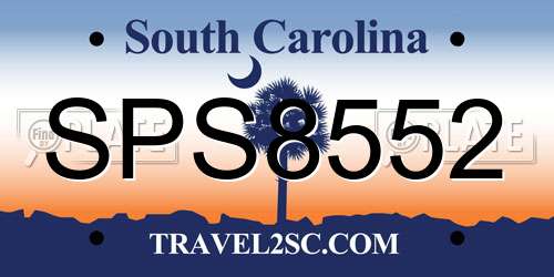 SPS8552 South Carolina License Plate