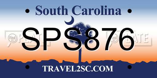 SPS876 South Carolina License Plate