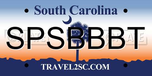 SPSBBBT South Carolina License Plate
