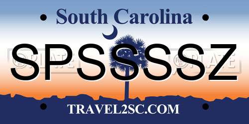 SPSSSSZ South Carolina License Plate