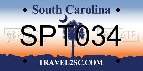 SPT034 South Carolina License Plate