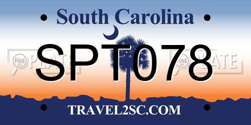 SPT078 South Carolina License Plate