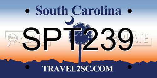 SPT239 South Carolina License Plate